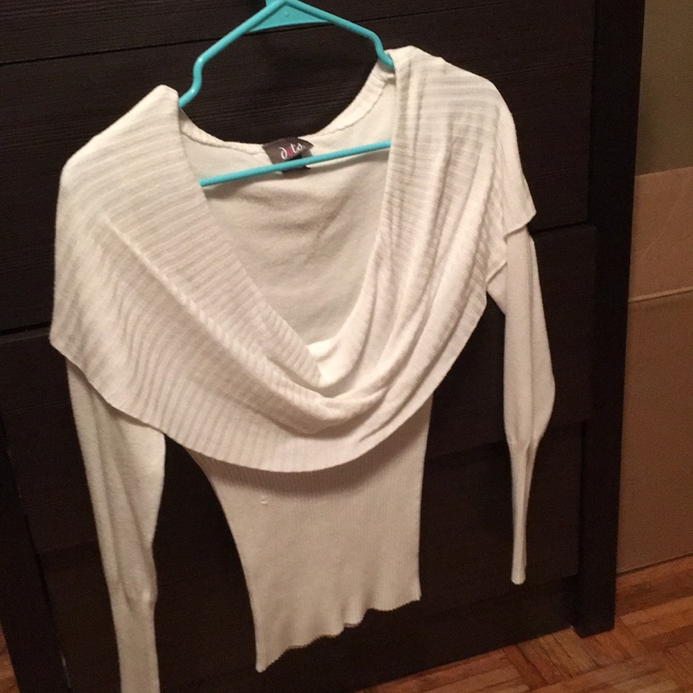 Long sleeve sweater with scarf neckline